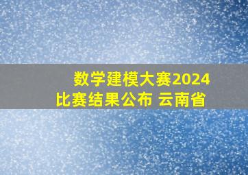 数学建模大赛2024比赛结果公布 云南省